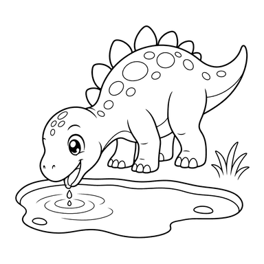 Dinosaur Drinking Water coloring page