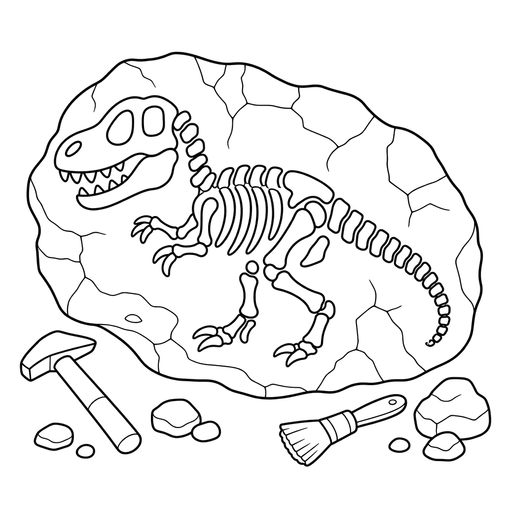 Dinosaur Fossil Coloring Page