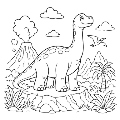 Dinosaur Looking Into the Distance — Coloring Page
