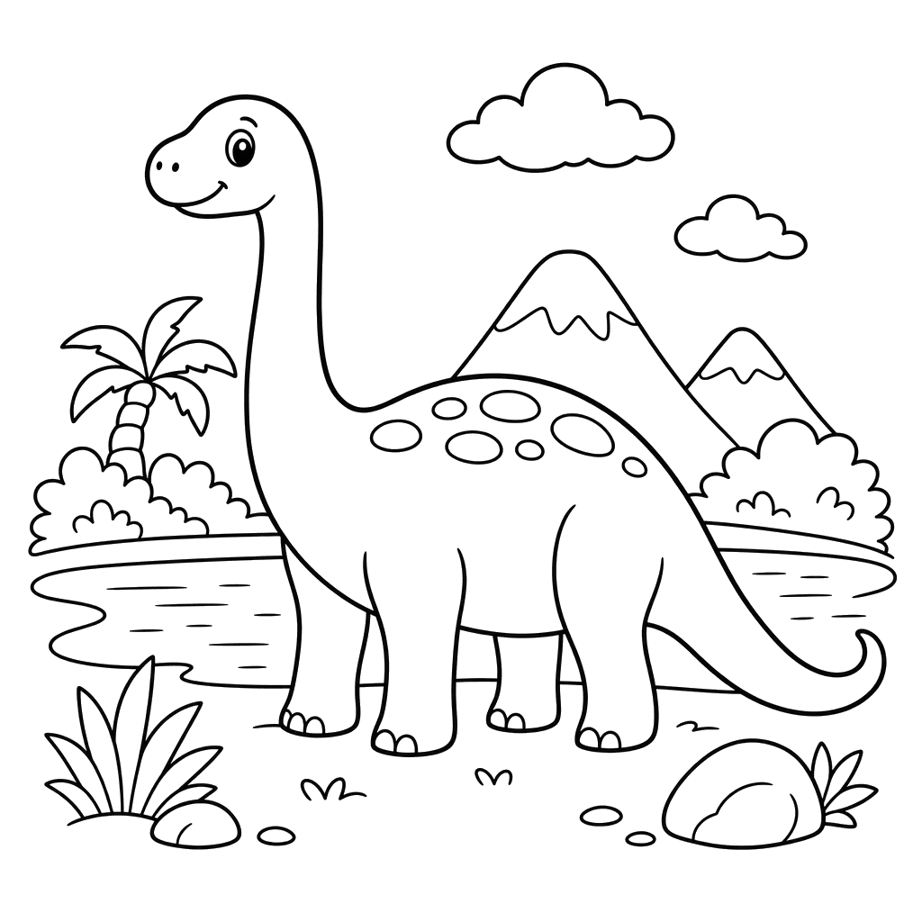 Diplodocus by the Lake coloring page