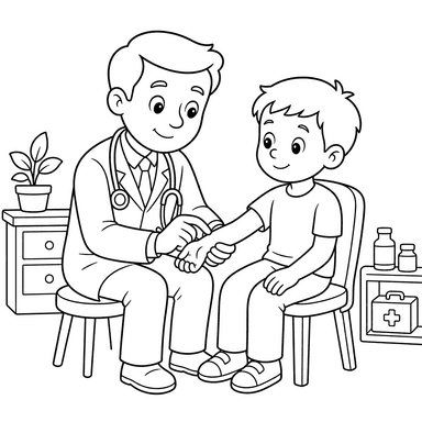 Doctor Checking Wrist Pulse Coloring Page