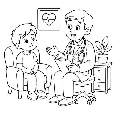Doctor Consulting Patient Coloring Page