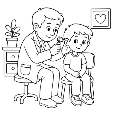 Doctor Examining Ear Coloring Page