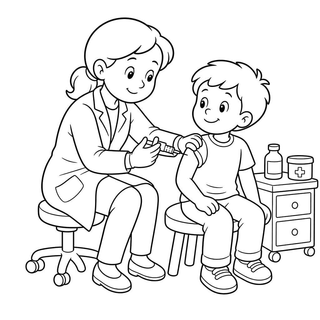 Doctor Gives Vaccine Coloring Page
