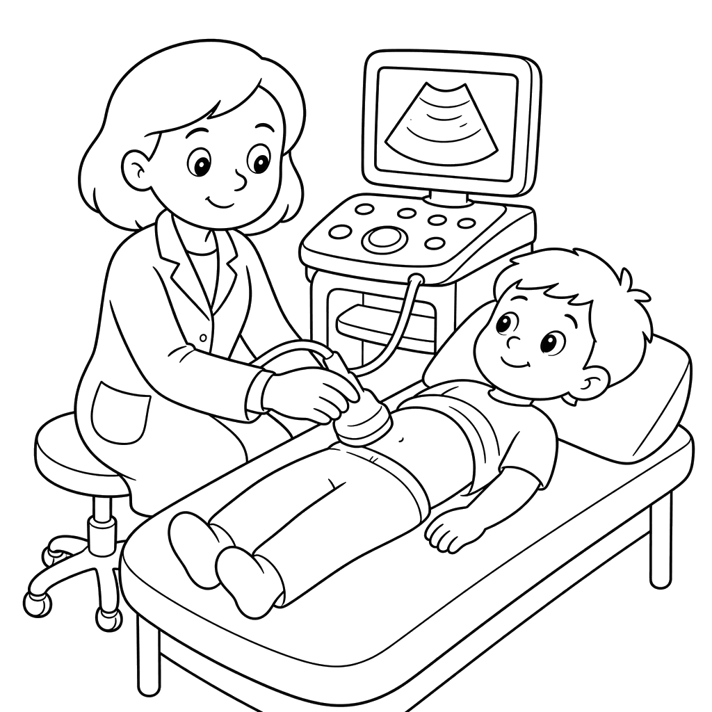 Doctor Ultrasound Coloring Page