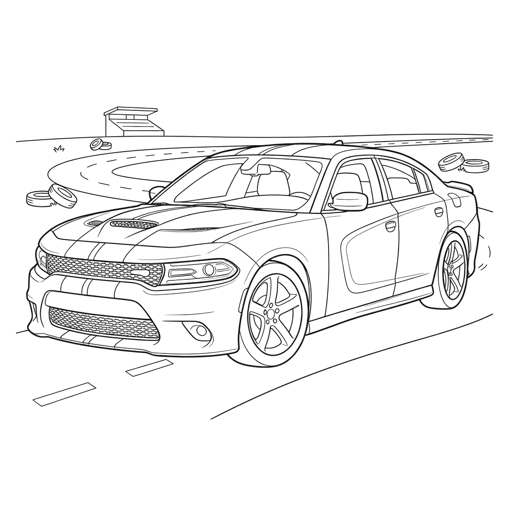 Dodge Charger SRT Hellcat 2019 Coloring Page