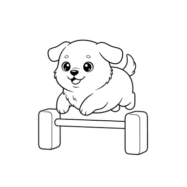 Cute Dog Jumping Over Barrier
