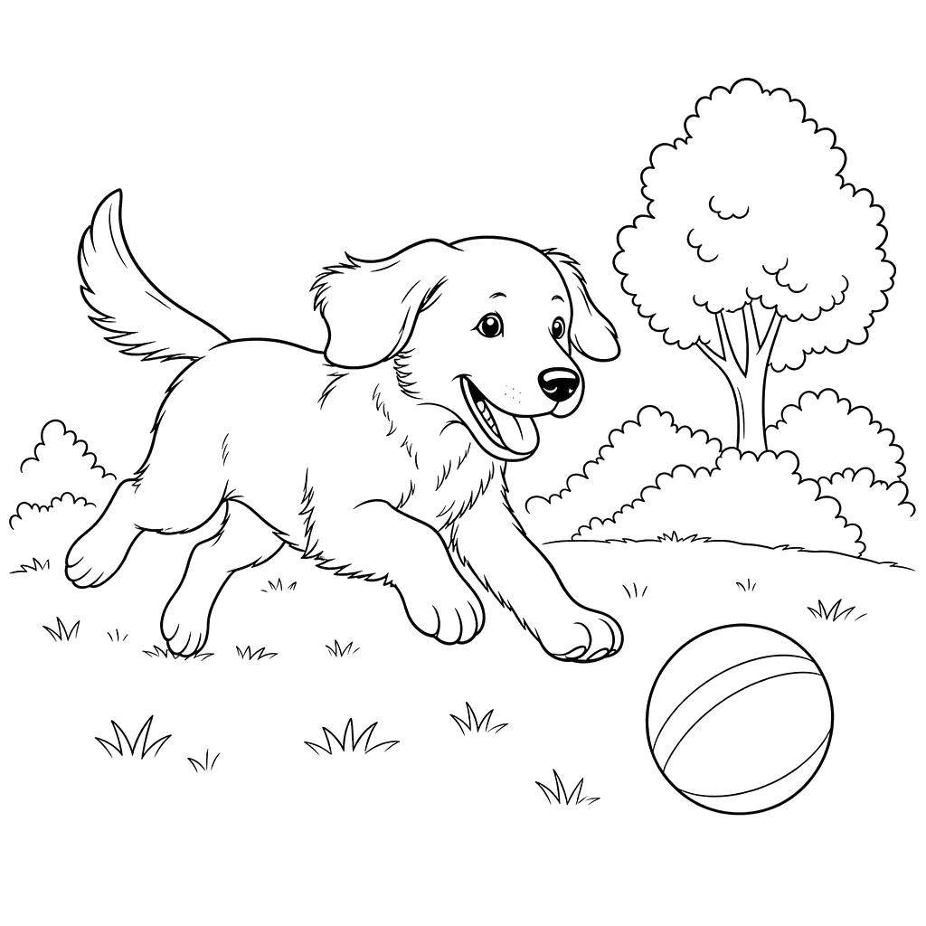 Dog Chasing a Ball