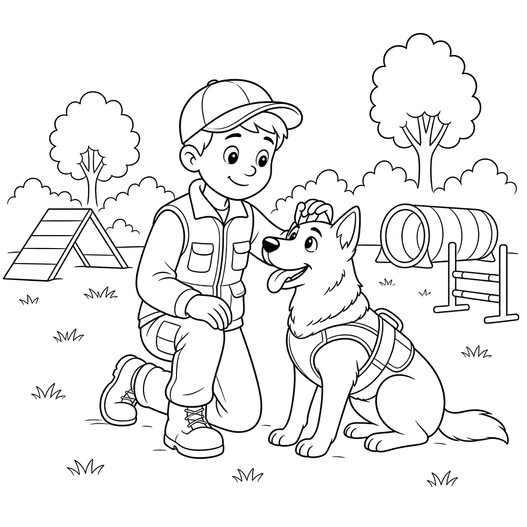 Dog Trainer Coloring Page