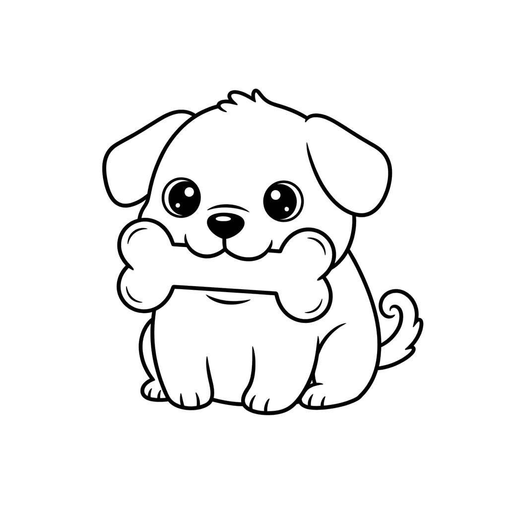 Dog with a Bone Coloring Page