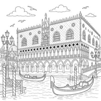 Venice Doge's Palace Coloring Page