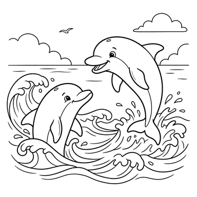 Playful Dolphins Coloring Page