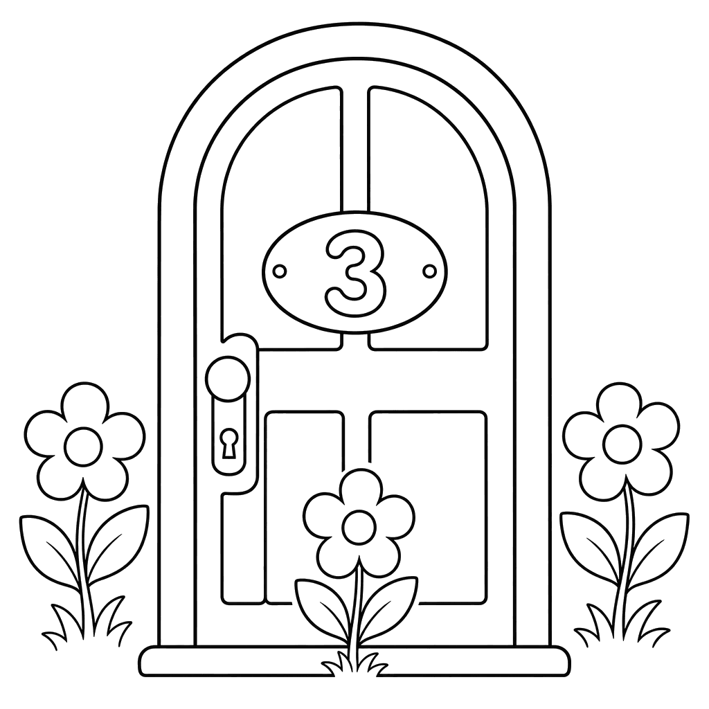 Door number 3 with three flowers