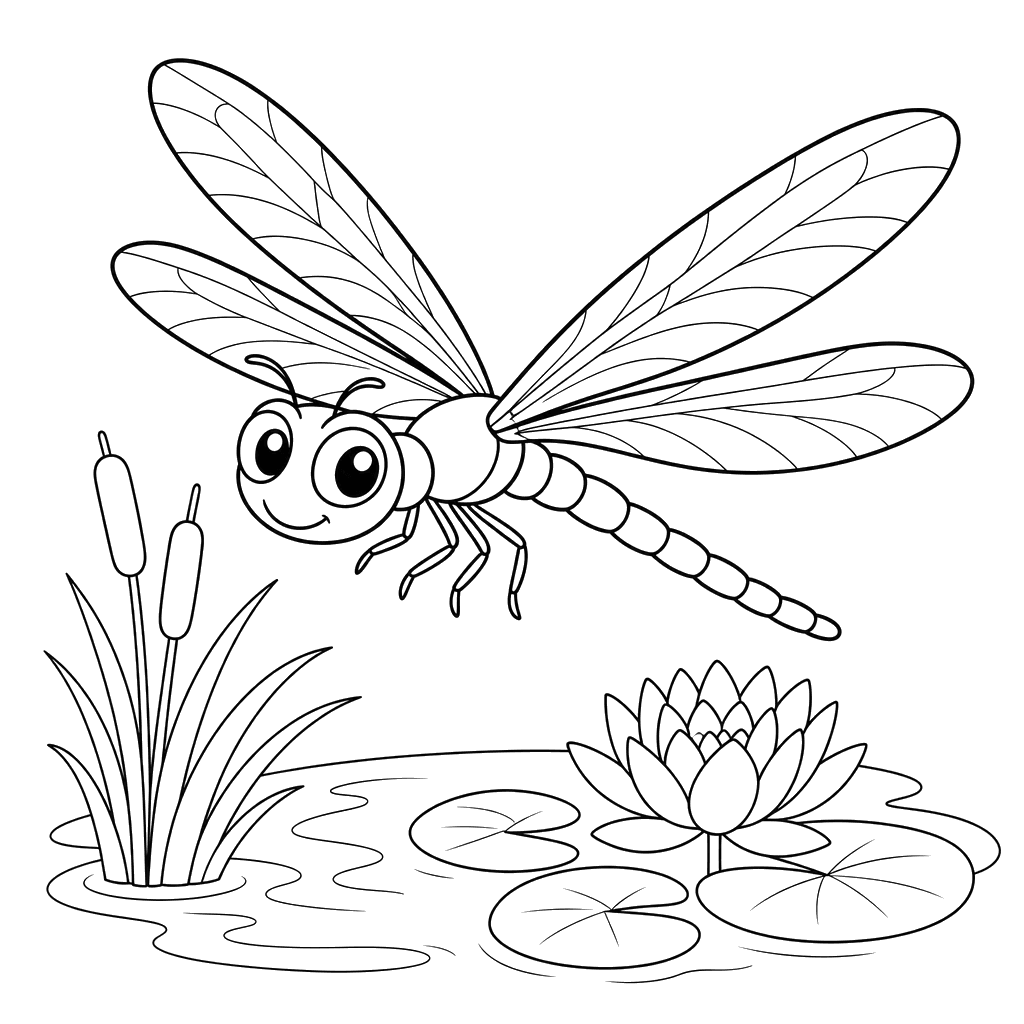 Friendly Dragonfly Coloring Page