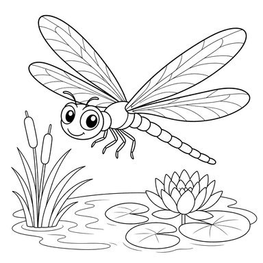 Friendly Dragonfly Coloring Page