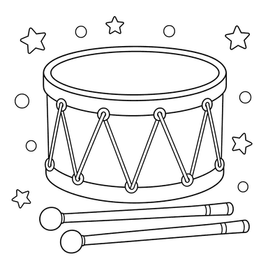 Drum and Drumsticks Coloring Page