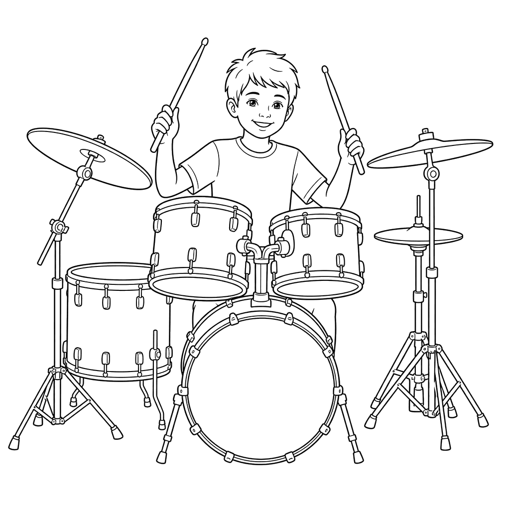 Drummer Coloring Page