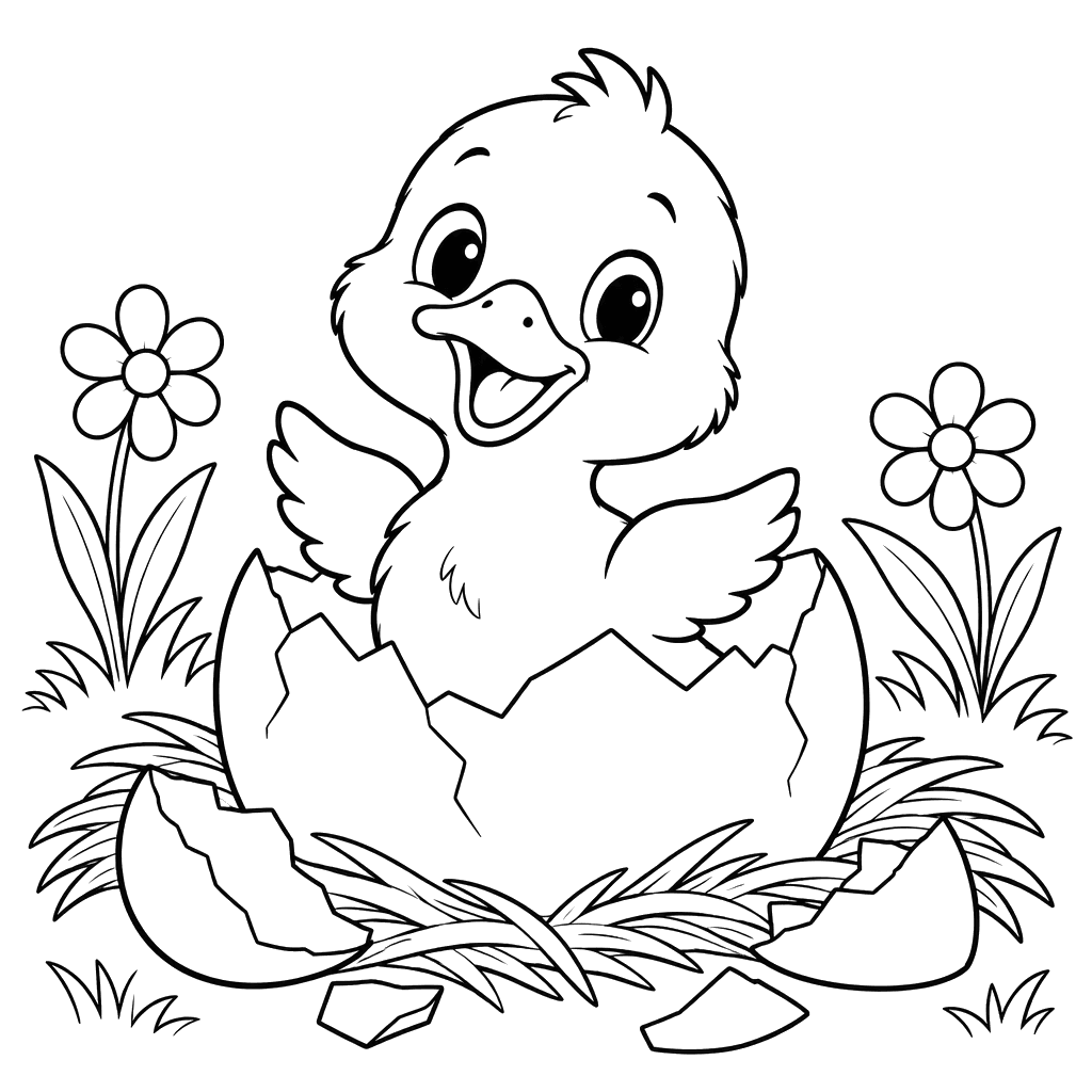 Cute Duckling Hatching from Egg