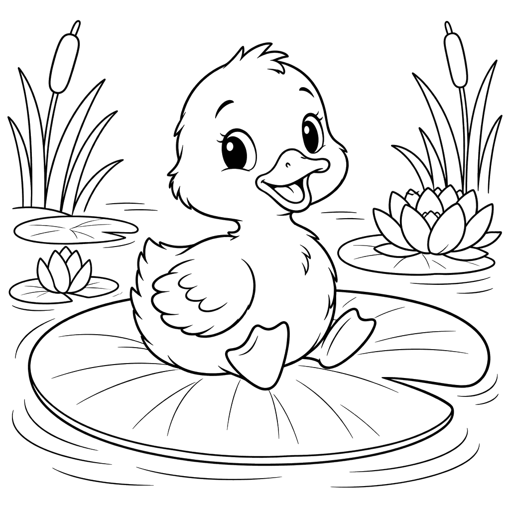 Duckling on a Lily Pad