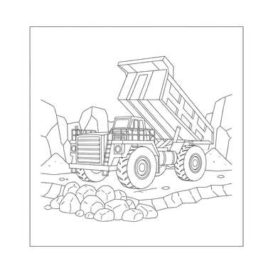 Dump Truck at Quarry Coloring Page