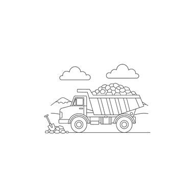 Dump Truck Hauling Gravel Coloring Page