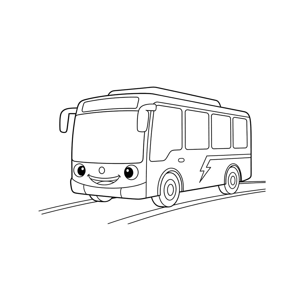Electric Bus on Route Coloring Page