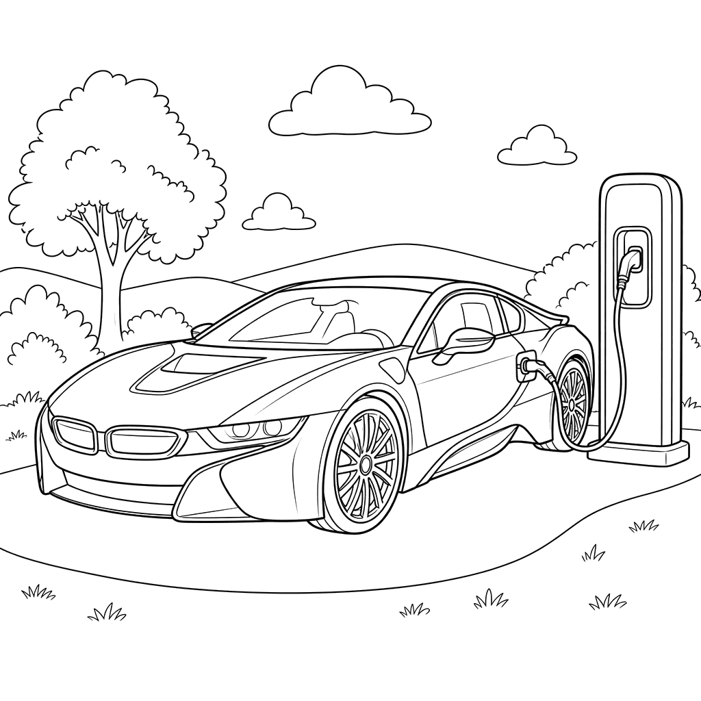 Electric Sports Car Charging