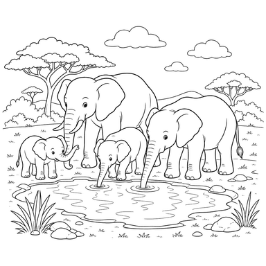 Elephants at the Watering Hole