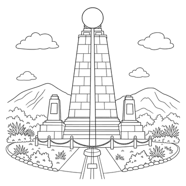 Equator Monument Ecuador Coloring Page