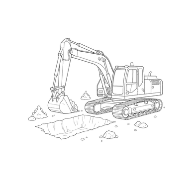 Excavator Digging a Trench Coloring Page