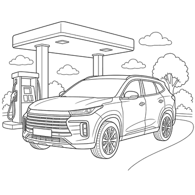 Exeed TXL at the Gas Station Coloring Page