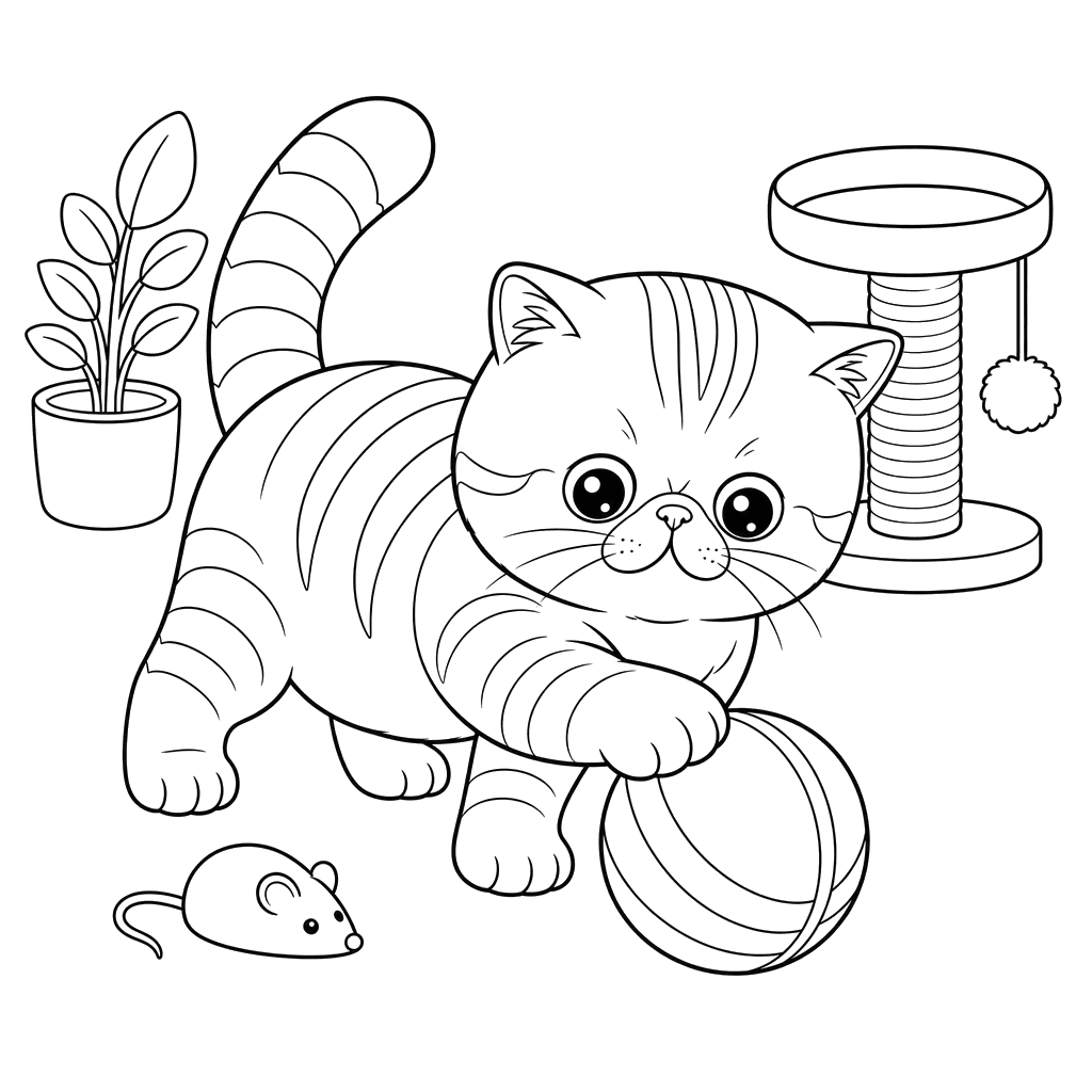 Exotic Shorthair Cat with Ball