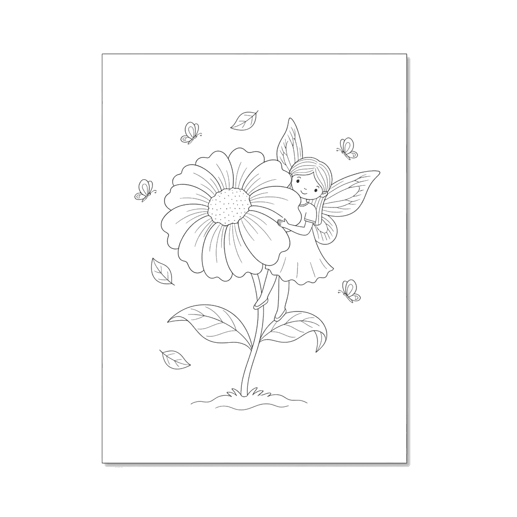 Fairy Hiding Behind a Big Flower