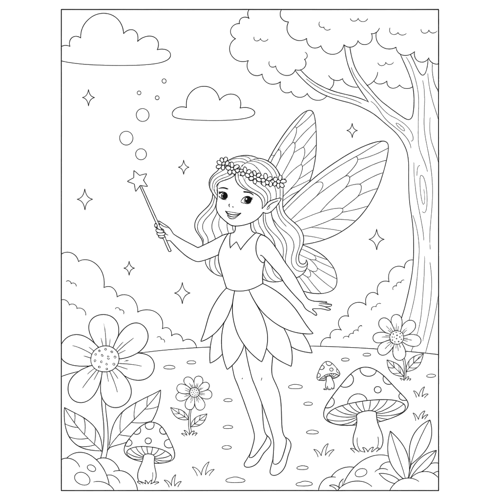Fairy Lighting Magic Lights Coloring Page