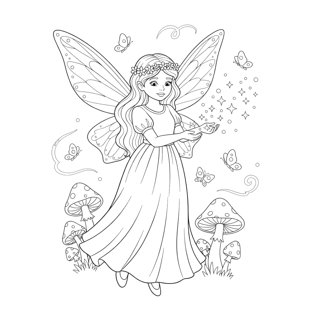 Fairy Holding Magic Dust Coloring Page