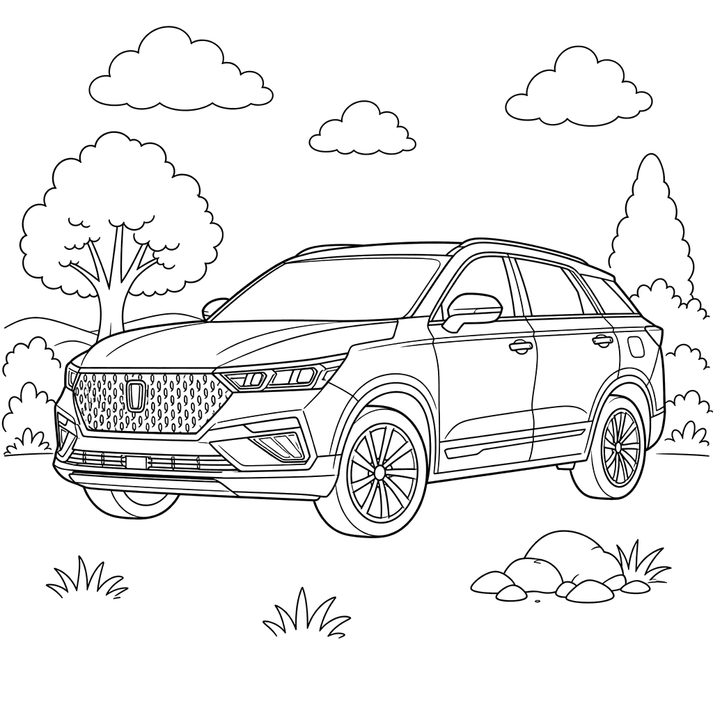 FAW Bestune T77 SUV Coloring Page