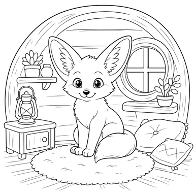 Fennec Fox in a Cozy House