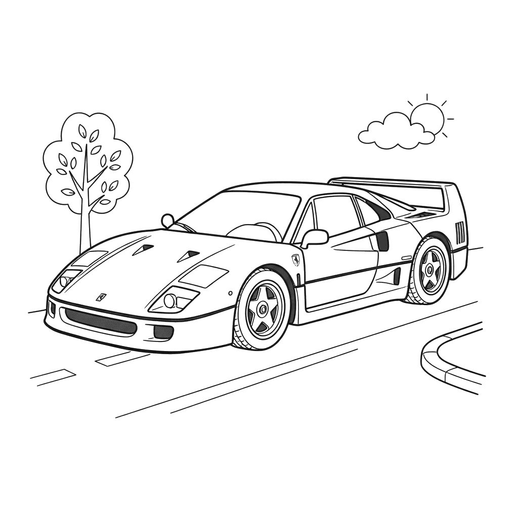 Ferrari F40 (1988) Coloring Page