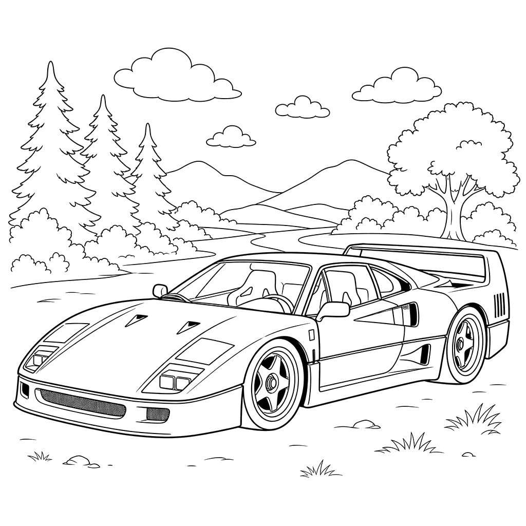 Ferrari F40 Coloring Page