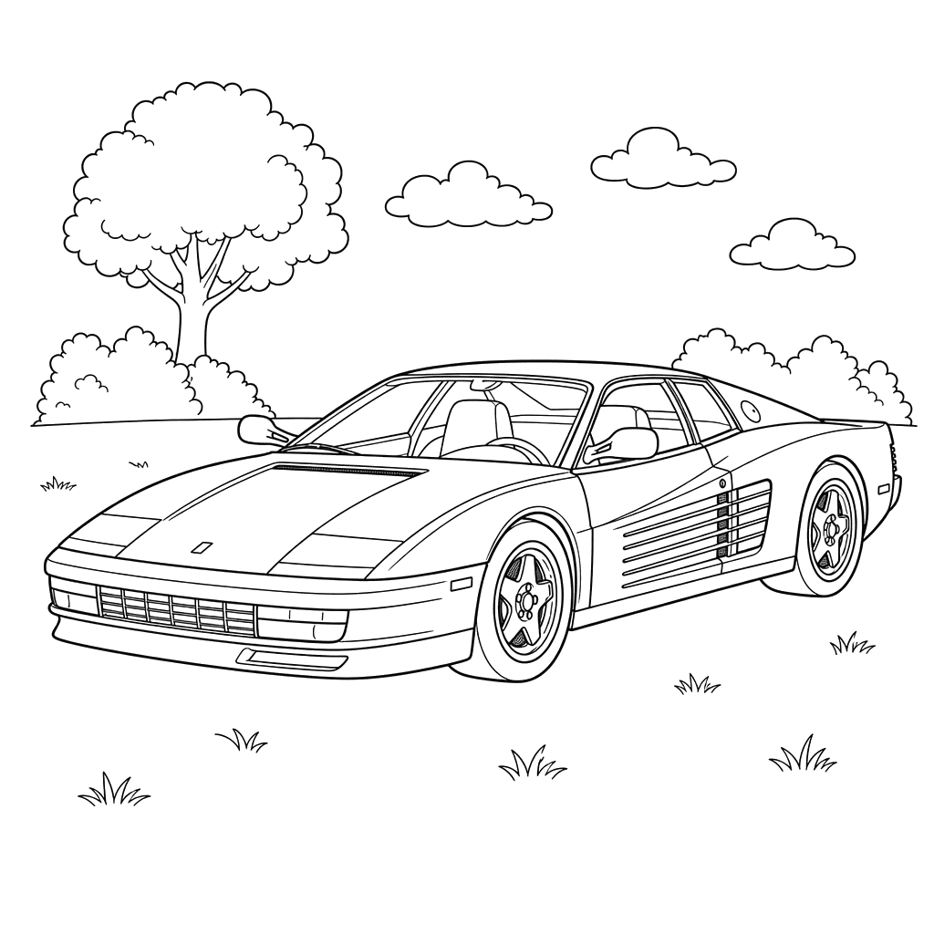 Ferrari Testarossa Coloring Page