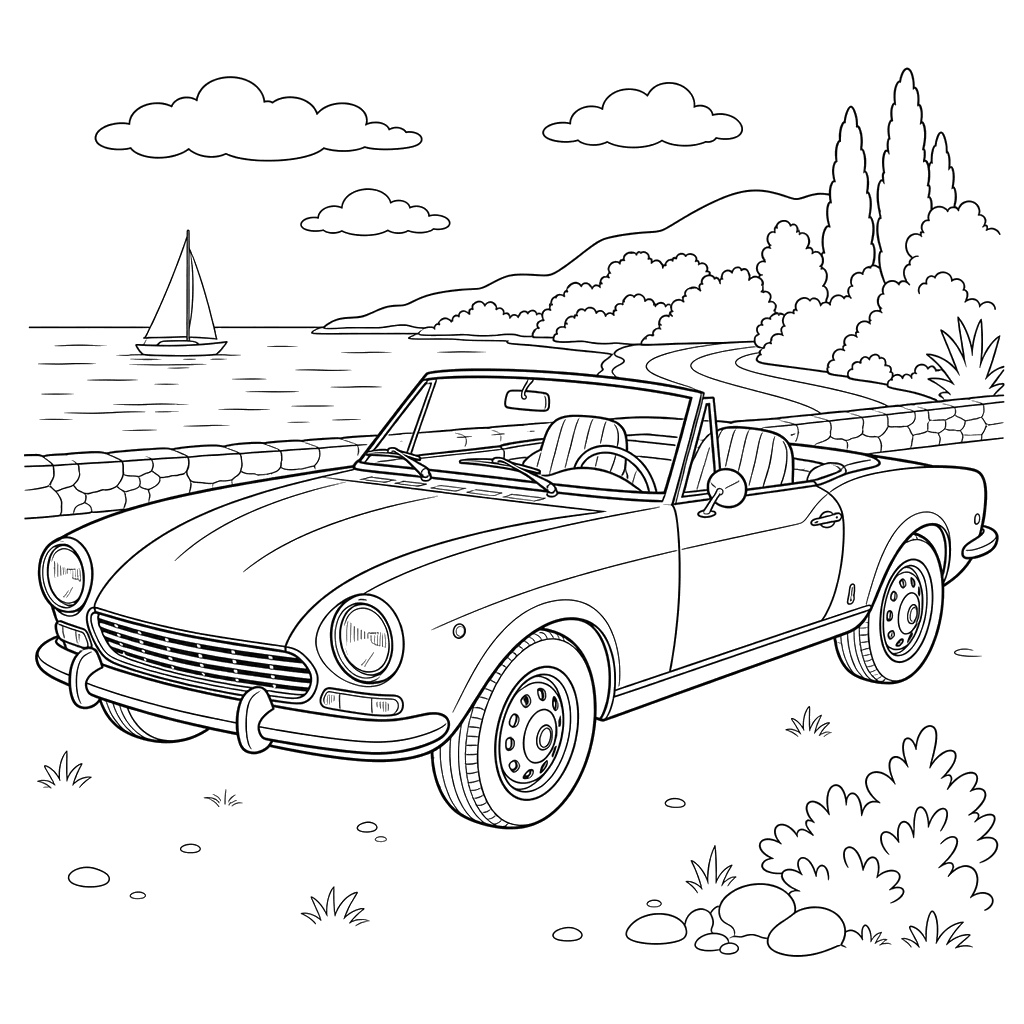 Fiat 124 Sport Spider Coloring Page