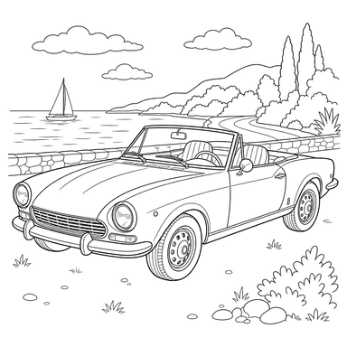 Fiat 124 Sport Spider Coloring Page