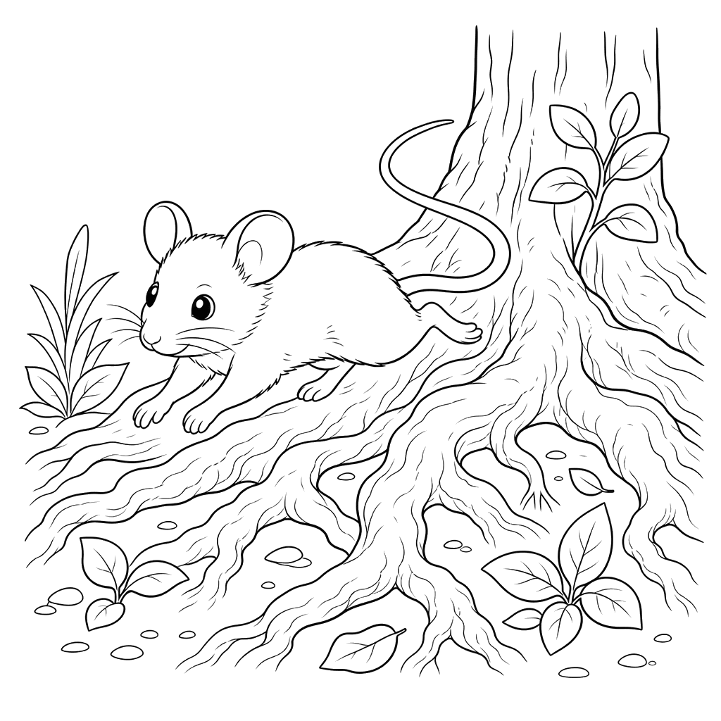 Field Mouse on Tree Roots