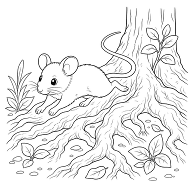 Field Mouse on Tree Roots