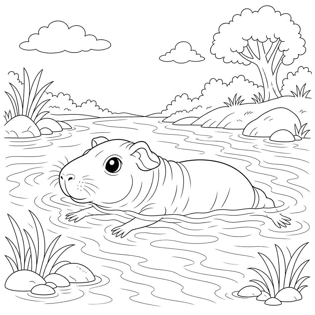 Finless Porpoise Swimming Coloring Page