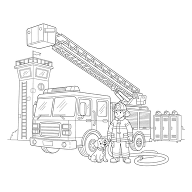 Fire Station Coloring Page