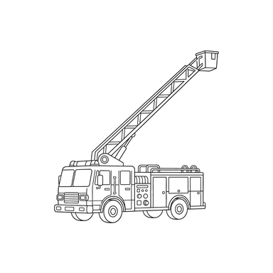 Fire Truck with Raised Ladder Coloring Page