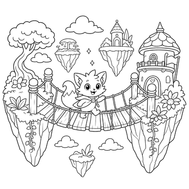 Floating Island Bridge coloring page