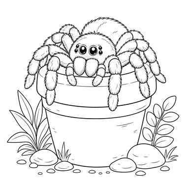 Fluffy Tarantula on a Clay Pot