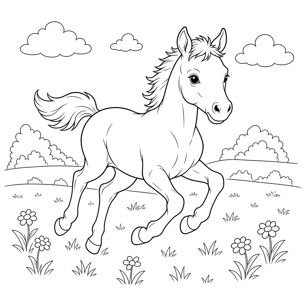 Foal Running in a Meadow